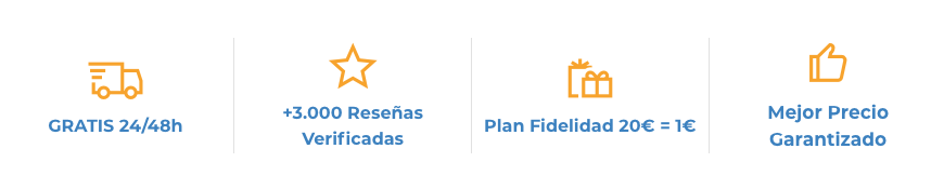 Entrega Gratis en 24h, más de 3.000 reseñas, Plan de Fidelidad y Mejor precio garantizado